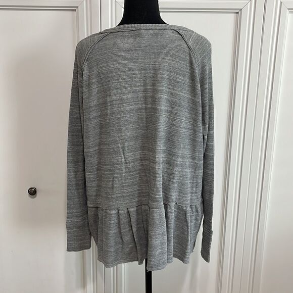 Free People gray waffle knit peplum top size medium - Picture 5 of 7